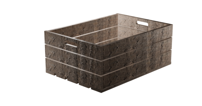 Wooden storage box for fruits and other industrial materials