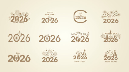 Icon Set New Year 2026 Celebration