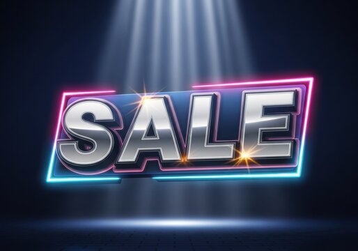Neon SALE Badge with Glow Frame