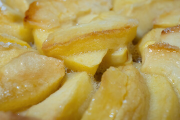 Caramelized apple slices close-up
