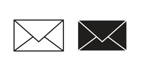 Inbox icon in line design and solid black and white colors for designs