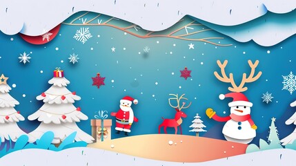 Paper-cut_style_Christmas_promotion_Banner