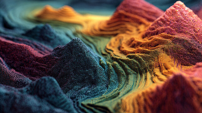 Abstract geometric data waves forming smooth flowing digital patterns with interconnected lines and glowing nodes creating a futuristic visualization of information flow technology networks and analyt