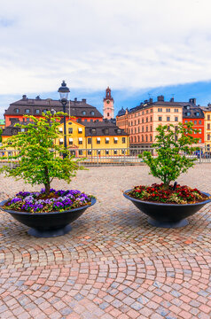 Stockholm, Sweden: Sunrise view of Gamla Stan waterfront cityscape, Scandinavia