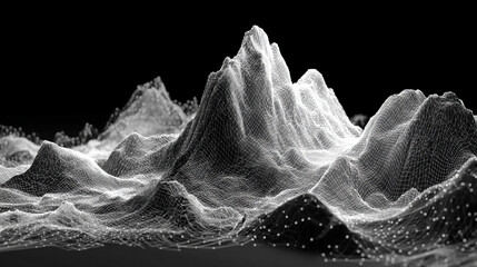 Abstract geometric data waves forming smooth flowing digital patterns with interconnected lines and glowing nodes creating a futuristic visualization of information flow technology networks and analyt