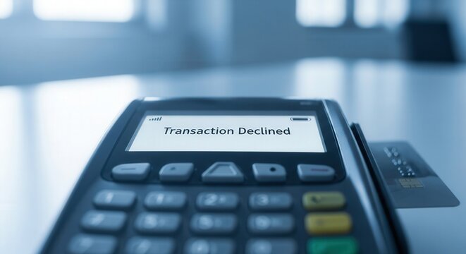 Payment terminal displaying transaction declined