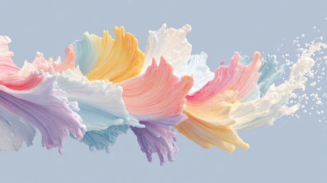 Flowing pastel paint waves forming elegant abstract composition