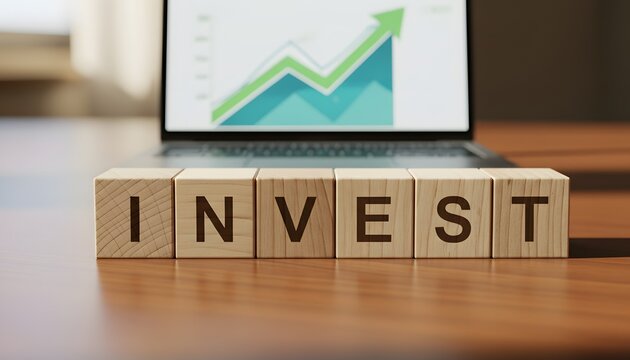 Unlock financial success with smart investing strategies reflected in positive growth charts on a laptop screen, perfect for business and investment content