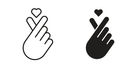 korean heart icon simple vectors in black, suitable for projects