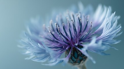 Obraz premium Dreamy cornflower close-up in serene light for calming visual projects