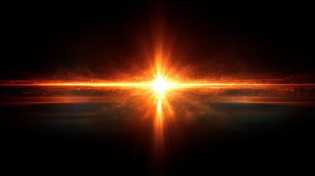Glowing light burst radiates intensely on a black background creating dramatic illuminated energy with dynamic rays and vibrant highlights perfect for abstract visuals sci fi themes or futuristic desi - Powered by Adobe