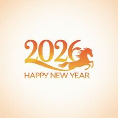 Obraz premium 2026 Happy New Year illustration with a horse vector design for greeting cards and festive decorations isolated on white background