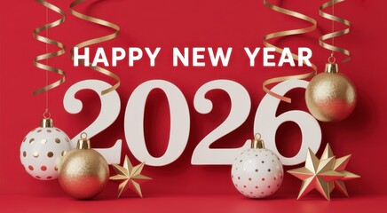 happy new year 2026 3d balloons text new year christmas
