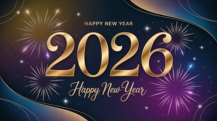 Happy new year 2026 greeting with fireworks, 2026 new year celebration
