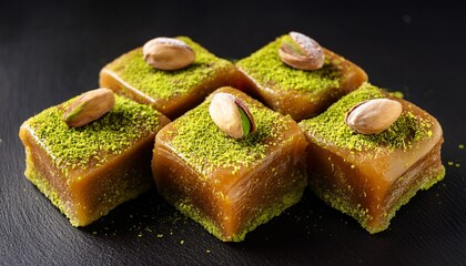 Turkish Delight Cezerye With Pistachio Or Hazelnut On Black Background Cezerye A Traditional Dessert From The Mersin Region