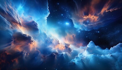 Fototapeta premium Deep Nebula Cloudscape With Crystalline Formations Atmospheric Cosmic Background For Technology And Sci Fi Branding