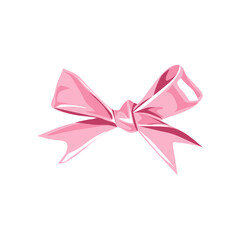 Fototapeta premium Vector decorative shiny gift purple ribbon with tied bow design element isolated on white background 