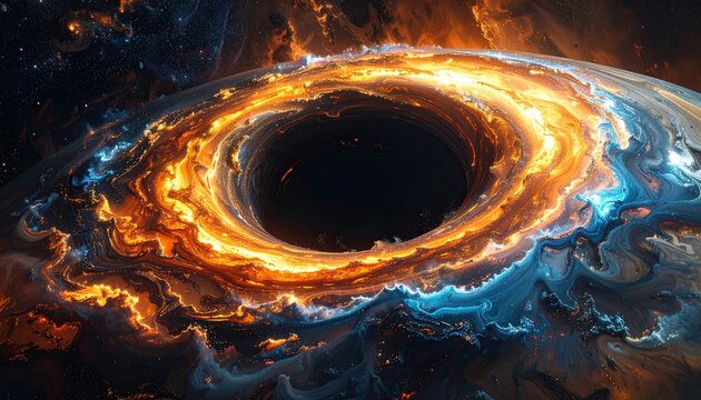 Vibrant Black Hole Accretion Disk with Cosmic Energy Swirls.