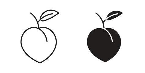 Peach icon. filled flat sign for mobile concept and web design
