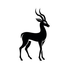Gazelle Black Silhouette Line Art Vector Illustration