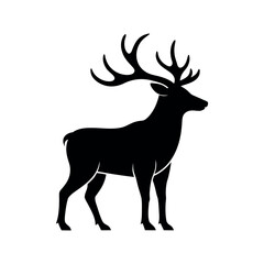 Elk Black Silhouette Line Art Vector Illustration