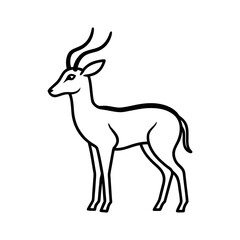 Gazelle Outline Line Art Vector Illustration
