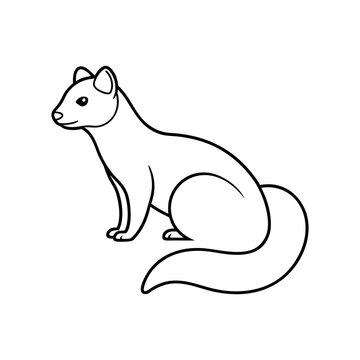 Pine Marten Outline Line Art Vector Illustration
