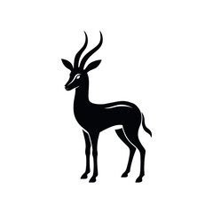 Fototapeta premium Springbok Black Silhouette Line Art Vector Illustration