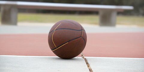 Pallone da basket posato a terra in un campo sportivo