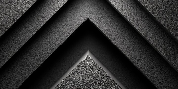 Abstract black geometric chevron pattern with rough granular texture and shadows.

 - Powered by Adobe