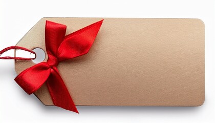 Card Note Chirstmas Celebration Greeting Or Holidays Gift Or Price Tag With Ribbon Bow Isolated On Transperent Background