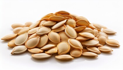 A Pile Of Pumpkin Seeds On A White Background