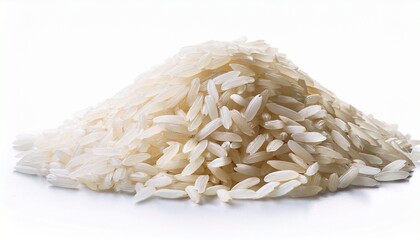 Pile Of Uncooked White Rice Isolated On White Background