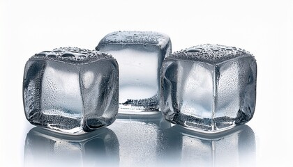 Three Ice Cubes On A White Background