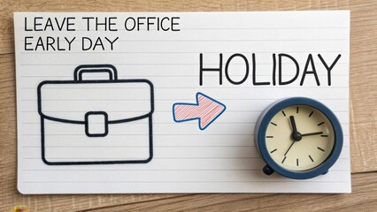 A holiday concept featuring a briefcase and a clock