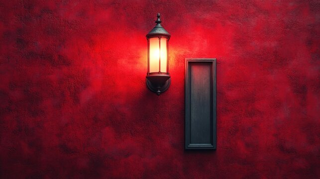 Red wall sconce casting warm light on textured wall creating cozy atmosphere with modern design for trendy interiors