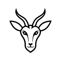 Gazelle Head Outline Line Art Vector Illustration