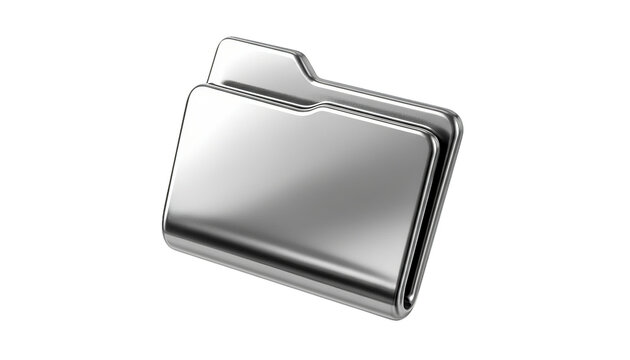 A shiny metallic folder icon gleams, representing digital data and information organization well.