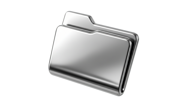 A shiny metallic folder icon gleams, representing digital data and information organization well.