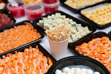 Assorted seafood and cheese platter