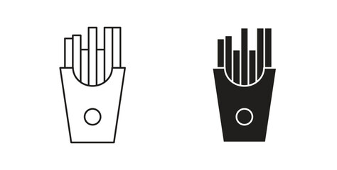 French-fries icon glyph and line set thin line symbol concept.