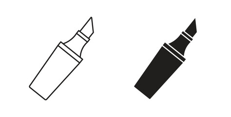 Highlighter icon glyph and line set thin line symbol concept.
