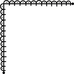 Simple Black Corner Border Design With Small Dots On White Transparent Background
