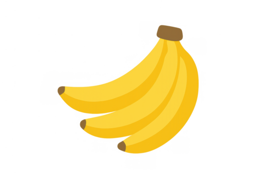 Yellow banana bunch vector icon illustration cutout. Ripe tropical fruit for healthy eating and diet menu, transparent background