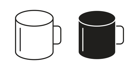 Mug icon with line and silhouette versions.
