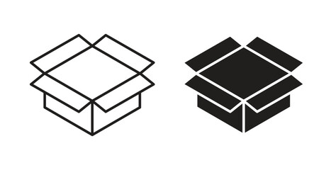 Open box icon with line and silhouette versions.