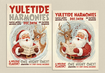 Vintage Santa and Reindeer Flyers Layout