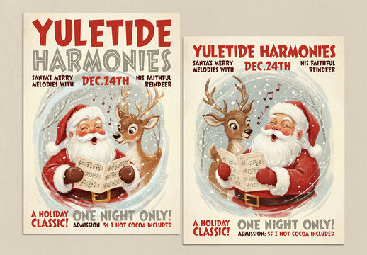 Vintage Santa and Reindeer Flyers Layout