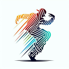 vector silhouette of a running dance man.eps