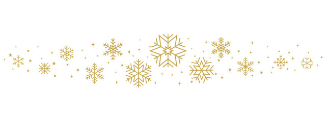 Golden Christmas snowflake divider with central star ornament, stylish winter holiday border with shimmering seasonal details